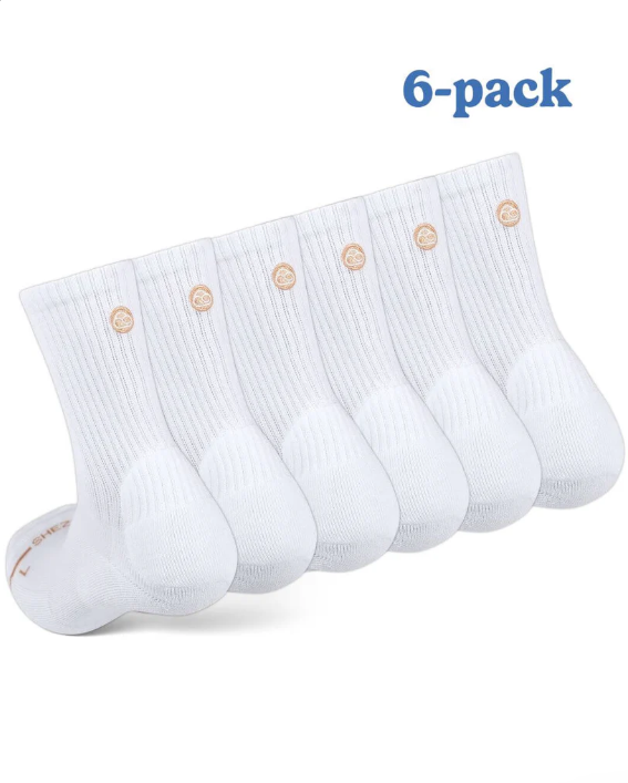white crew socks pack of 6
