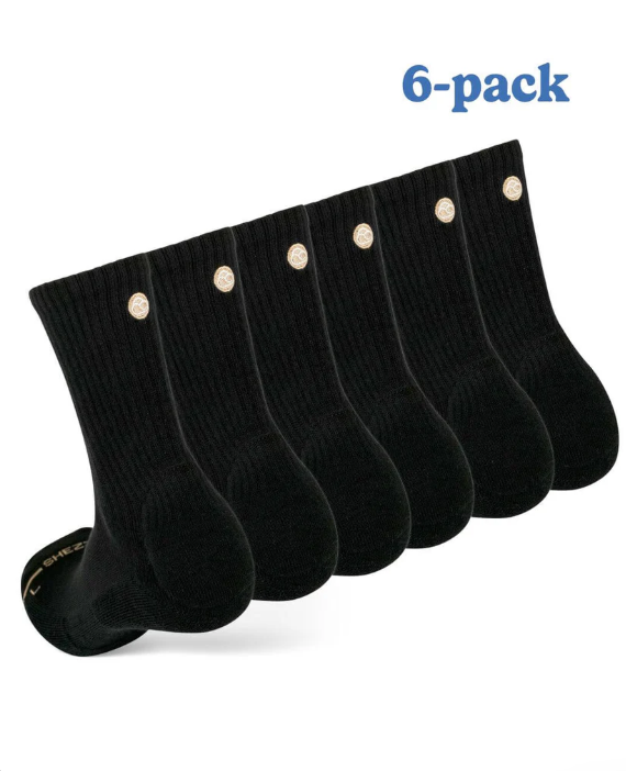 black crew socks pack of 6