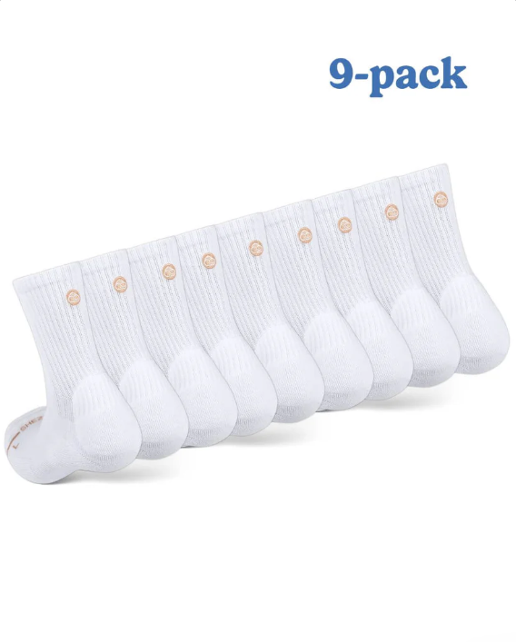 white crew socks pack of 9