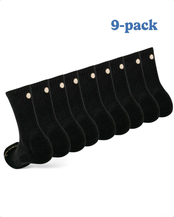 black crew socks pack of 9