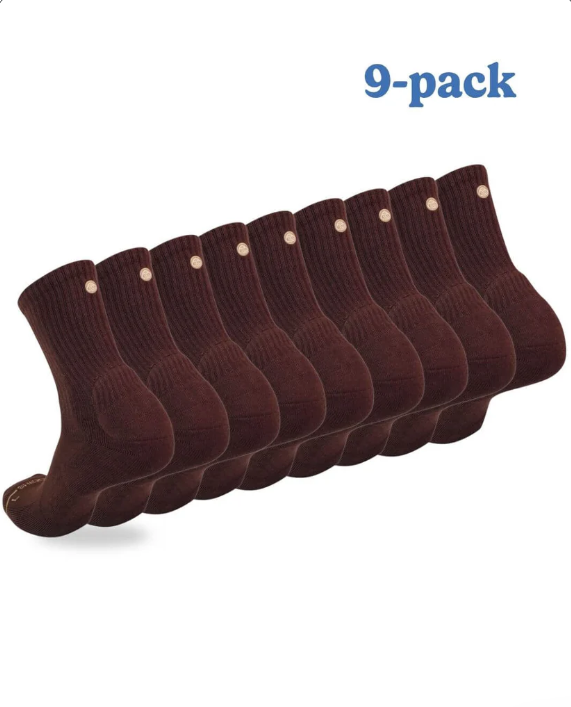 brown crew socks pack of 9