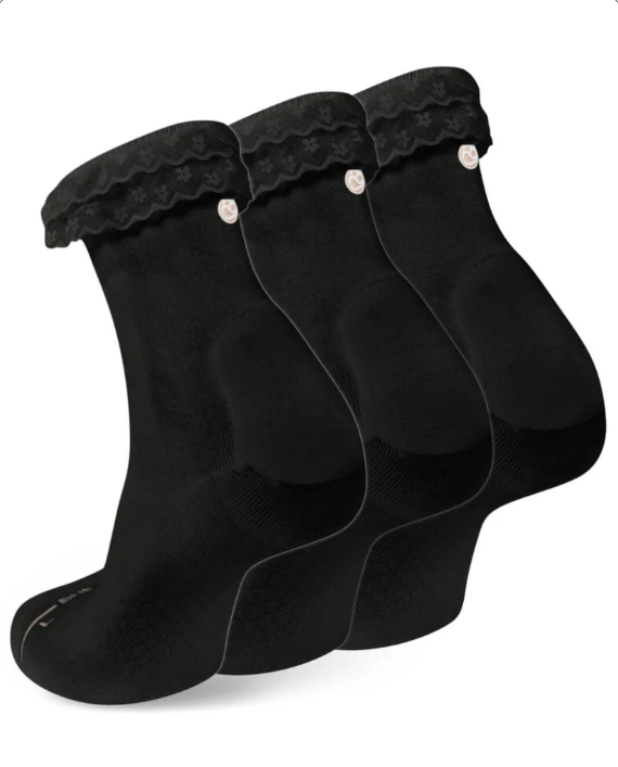 black lace socks pack of 3