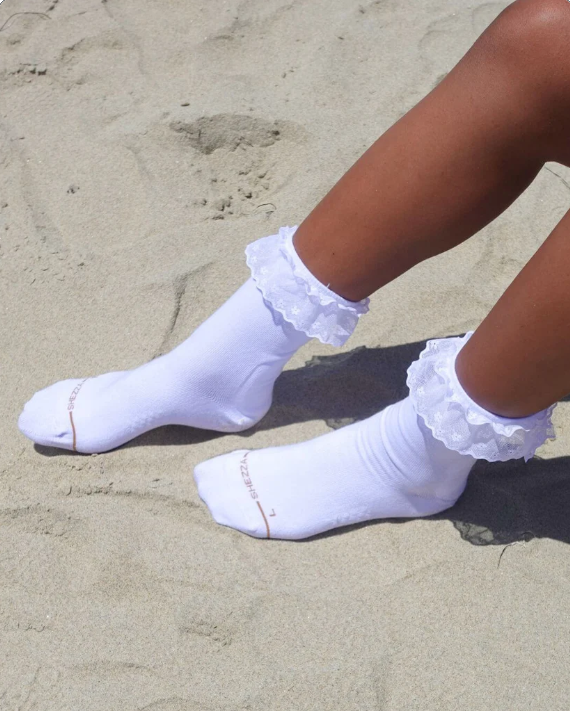 white lace socks